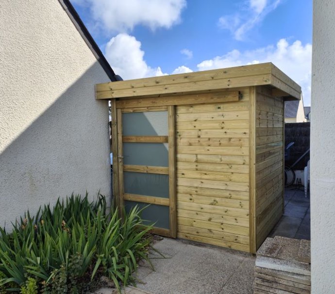 Garage en béton enduit 2 pentes